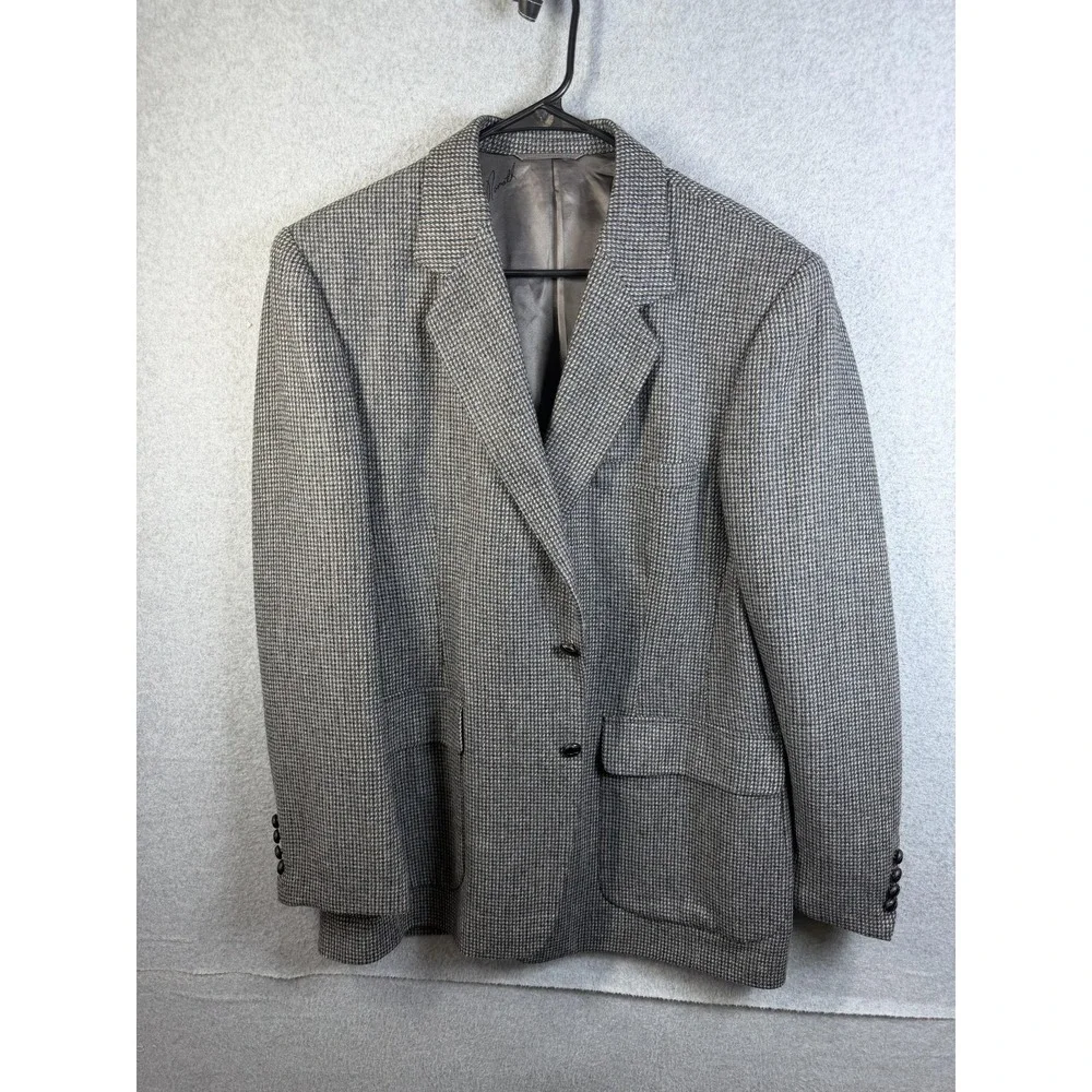 Joe Namath Blazer‎ Mens 44R Gray Check Tweed Sport Coat Jacket Classic Signature